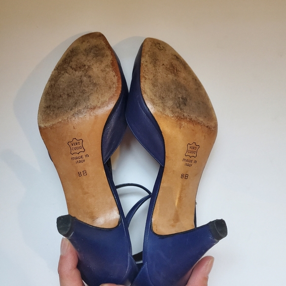 Vintage d'rossana Blue leather shoes size 8B pinup mod Vintage - Picture 7 of 12